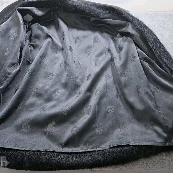 Handmade Cardigan Womens L Black Wool Blend Embellished Lined LS Whimsigoth Art - Picture 8 of 16